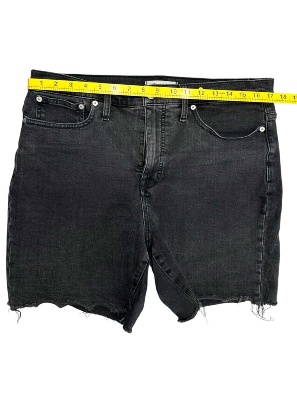 Madewell High-Rise Denim Mid-Length Shorts Washed Black Denim Cutoff Bermuda 31 - Picture 6 of 9